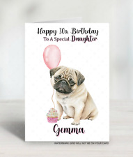 personalised Pug birthday card