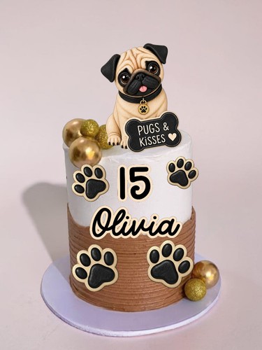 Personalised cute pug cake - cute,