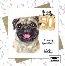Personalised Pug Dog Birthday