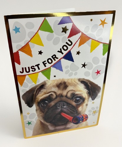 Dog themed birthday card pug - dog,