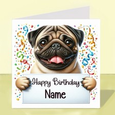 Personalised Pug Dog Birthday