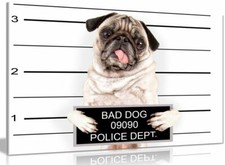 Pug Bad Dog Canvas Wall Art
