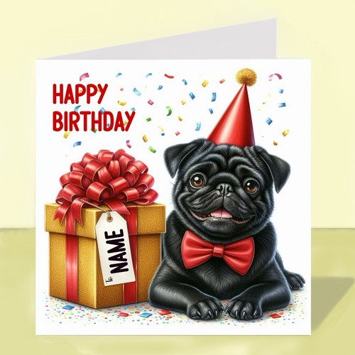 Personalised pug dog birthday - pug,