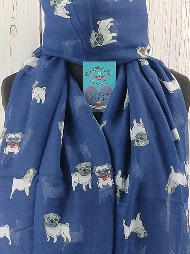 Pug dog scarf blue cute - dog,