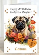 Personalised Birthday Card Pug