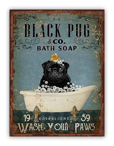Funny black pug bath soap - black,