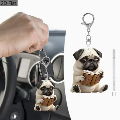 Pug keychain dog novelty - keychain,