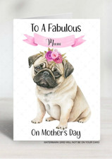 Mothers day Card Pug Dog